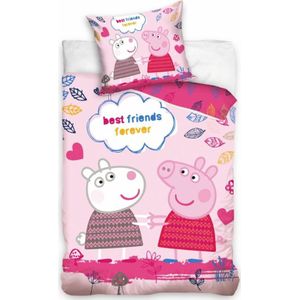 Peppa Pig dekbedovertrek best friends forever 140 x 200 cm - 70 x 90 cm - Katoen