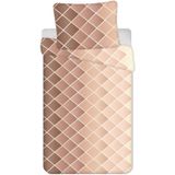 Ruiten dekbedovertrek beige - 140 x 200 cm - microflanel