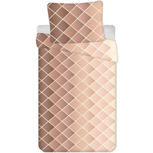 Ruiten dekbedovertrek beige - 140 x 200 cm - microflanel