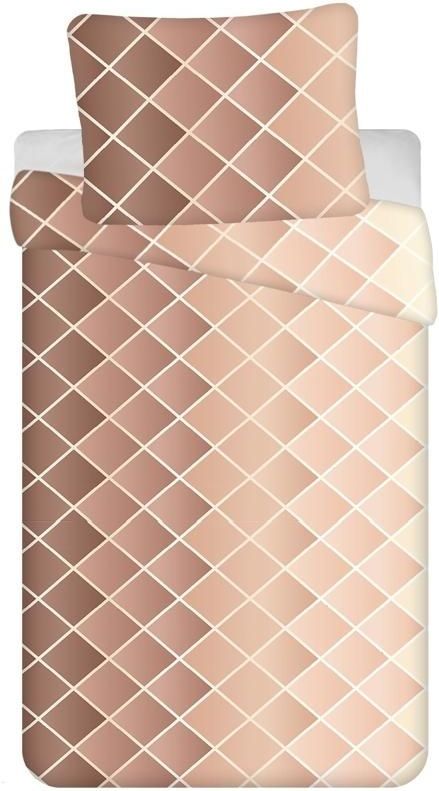 Ruiten dekbedovertrek beige - 140 x 200 cm - microflanel