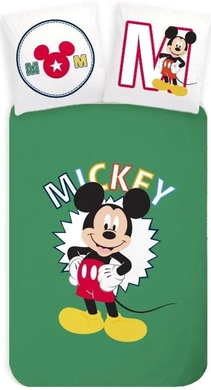 Mickey Mouse - Peuterdekbedovertrek - Groen - Katoen
