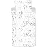 Marmer dekbedovertrek wit - 140 x 200 cm - microflanel