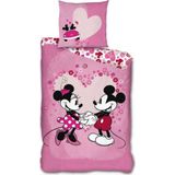 Dekbedovertrek Minnie Mouse Roze Hart - 1-persoons