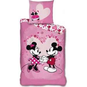 Dekbedovertrek Minnie Mouse Roze Hart - 1-persoons
