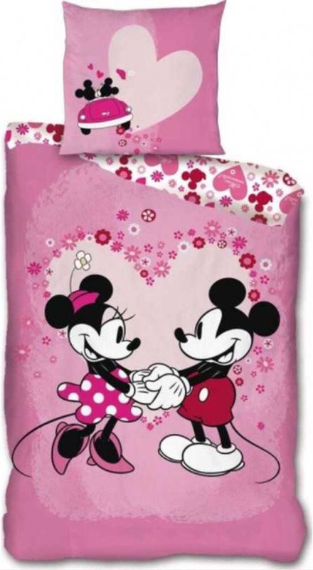 Dekbedovertrek Minnie Mouse Roze Hart - 1-persoons