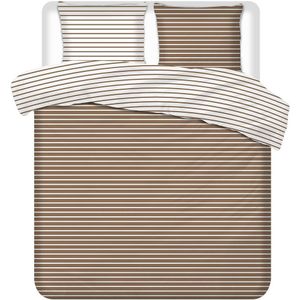 Terschellinger Flanel dekbedset 260x200/220cm Warm Zandbeige Gestreept Modern FL04