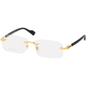 Gucci - GG 1221O - Bril - Zwart - Metaal - Rechthoekige Smalle Randloze Vorm