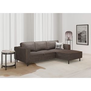 Places of Style Ecksofa »Watkins, wahlweise mit Schlaffunktion/Bettkasten, moderne offene Naht«, Recamiere beidseitig montierbar, L-Form, Breite 232 cm