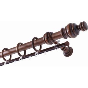 GARESA Gardinenstange »BAROCK«, 2 läufig-läufig, Wunschmaßlänge, rustikale Vorhanggarnitur Holz, verlängerbar, mit Ringe/2 Lauf Gleiter