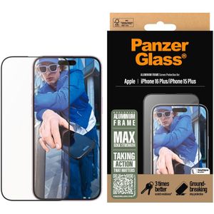 PanzerGlass Displayschutzglas »Aluminum Frame Screen Protection«, für Apple iPhone 16 Plus-Apple iPhone 15 Plus, Displayschutzfolie, Schutzfolie, Bildschirmschutz, kratz- & stoßfest