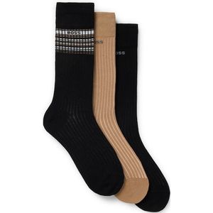 BOSS Freizeitsocken »3P RS Rib Stripe«, (Packung, 3 Paar), mit BOSS Logo