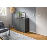 INOSIGN Kommode »Raio, Breite 90 cm, 2 Türen, 2 Einlegeböden, Oberboden mit Glasplatte«, Anrichte, Sideboard, Highboard, Schrank