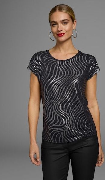 Laura Scott Rundhalsshirt, Kurzarm, figurumspielend, aus elastischem Single Jersey