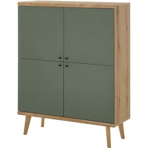 INOSIGN Highboard »MAVAS«, in moderner Trendfarbe, Griffe aus Metall (Schwarz), Höhe 134 cm