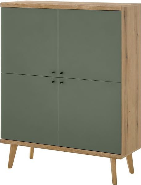 INOSIGN Highboard »MAVAS«, in moderner Trendfarbe, Griffe aus Metall (Schwarz), Höhe 134 cm