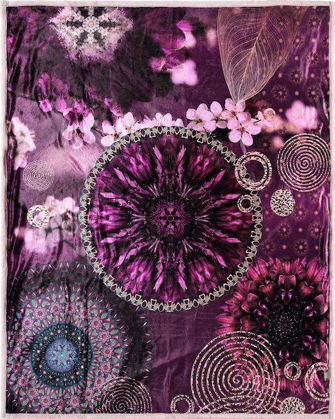 hip Plaid »Aluna«, Sehr Weich, Kuscheldecke, 130x160 cm, Wendeoptik, Blumen Bordeaux
