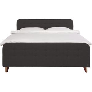 TOM TAILOR HOME Boxspringbett »NORDIC BOX«, mit Knopfheftung im Kopfteil und Fußteil, Füße in Buche natur