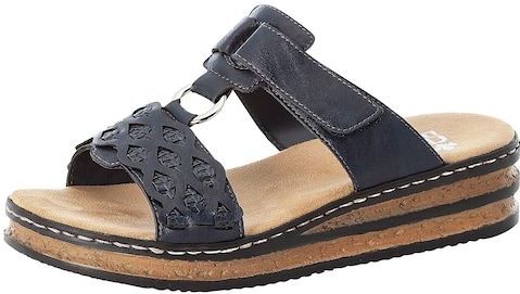 Rieker Pantolette, Keilabsatz, Sommerschuh, Schlappen mit Riemchen in Flechtoptik