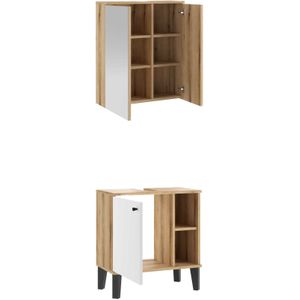 INOSIGN Badmöbel-Set »OSLO, Bad im skandinavischen Design, 2-teiliges Badezimmer«, (Set, 2 St.), Unterschrank und Spiegel, in zwei Farben verfügbar, viel Stauraum