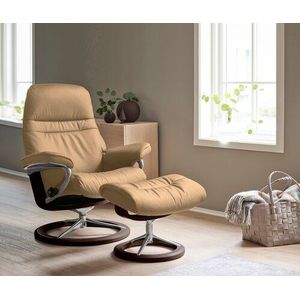 Stressless® Relaxsessel »Sunrise«, (Set, Relaxsessel mit Hocker), mit Signature Base, Größe M, Gestell Braun