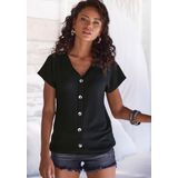 LASCANA Kurzarmshirt »mit Zierknopfleiste«, aus weicher Piqué-Qualität