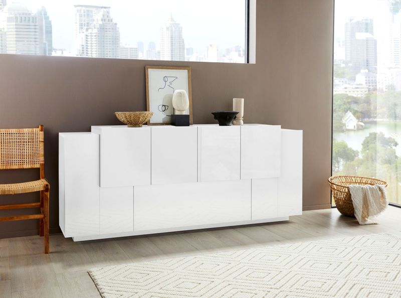 INOSIGN Sideboard »Coro, Kommode, Schrank, Kredenz, grifflos mit Einlegeböden«, 1 Klappe, 6 Türen, Doppeltiefe, B/T/H 200x86x45cm