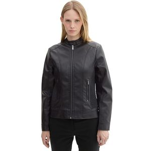 TOM TAILOR Bikerjacke, ohne Kapuze, Kunstleder mit Reißverschluss