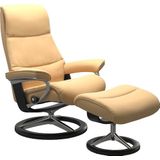 Stressless® Relaxsessel »View«, (Set, Relaxsessel mit Hocker), mit Signature Base, Größe M,Gestell Schwarz