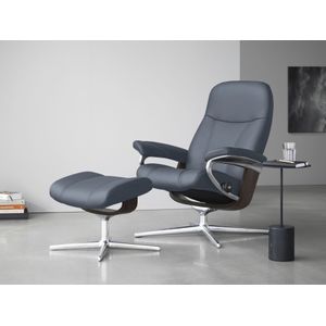 Stressless® Relaxsessel »Consul«, (Set, Relaxsessel mit Hocker), mit Hocker, mit Cross Base, Größe S, M & L, Holzakzent Wenge