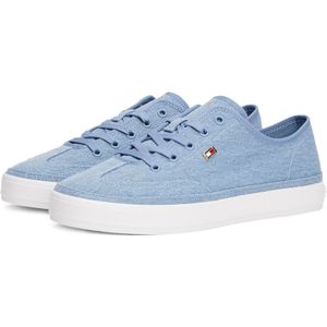 Tommy Hilfiger Plateausneaker »WASHED CANVAS VULC SNEAKER«, Freizeitschuh, Halbschuh, Schnürer mit seitlicher Logoflagge