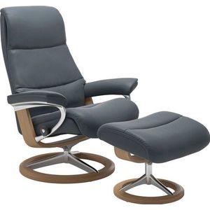 Stressless® Relaxsessel »View«, (Set, Relaxsessel mit Hocker), mit Signature Base, Größe M,Gestell Eiche