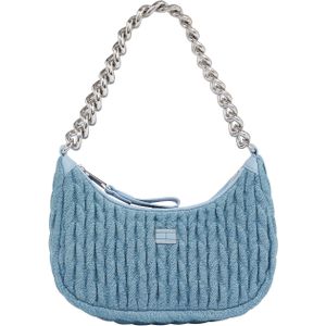 Tommy Jeans Umhängetasche »TJW ICONIC SHOULDER DENIM«, Damen Abendtasche, Henkeltasche mit edlem Ketten-Tragegriff