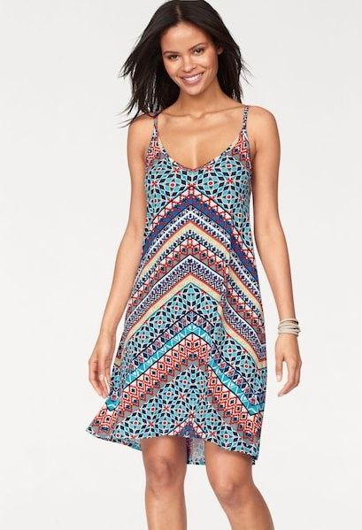 KangaROOS Sommerkleid, festliche Anlässe, kniefreie Länge, trendiger Ethno-Look