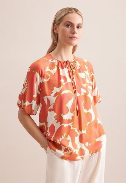 seidensticker Shirtbluse »Schwarze Rose«, Kurzarm Rundhals Paisley