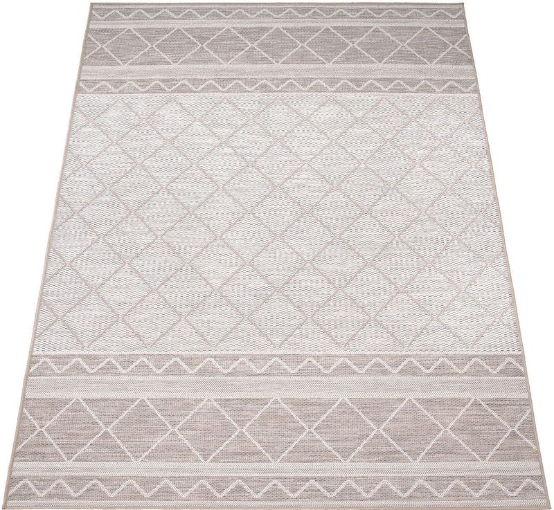 Paco Home Teppich »Vermont 191«, rechteckig, 4 mm Höhe, Flachgewebe, modernes Design mit Rauten, gesteift, Outdoor geeignet