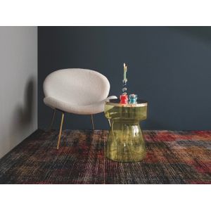 Kayoom Beistelltisch »Roman 125, mundgeblasener Glaskorpus«, (1 St.), mundgeblasener Glaskorpus, Retro-Design, goldene Metall-Tischplatte