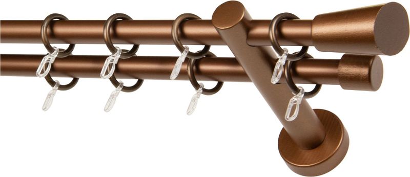GARESA Gardinenstange »CLASSICO MOLIS«, 2 läufig-läufig, Wunschmaßlänge, Vorhanggarnitur, verlängerbar, Wandmontage, Keil, mit Ringe und Haken