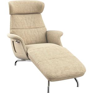 FLEXLUX Loungesessel »Clement Chaislongue, Relaxstuhl, Liegesessel,«, Rücken- & Kopfteilverstellung, Armlehne gepolstert geölt, Fuß Alu