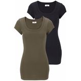 Flashlights T-Shirt, (Packung, 2er-Pack), figurbetonter Schnitt, unifarben, Rundhalsausschnitt