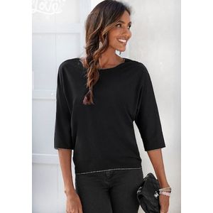 LASCANA Rundhalsshirt »mit eleganten Glitzerabschlüssen«, aus pflegeleichter Qualität