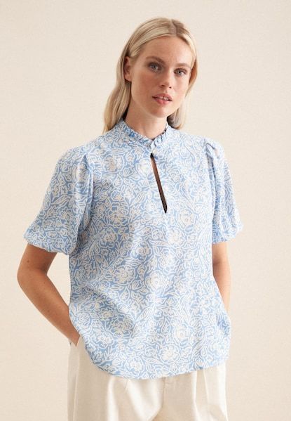 seidensticker Shirtbluse »Schwarze Rose«, Kurzarm Rundhals Floral
