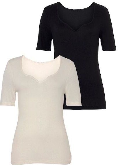 Vivance T-Shirt, (2er-Pack), mit herzförmigen Dekolleté