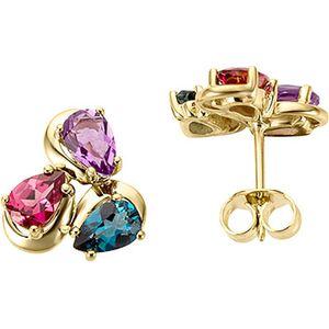 Firetti Paar Ohrstecker »Schmuck Geschenk Gold 333 Ohrschmuck Ohrringe Edelstein floral«, mit Amethyst, London Blue Topas, Rhodolith