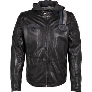 Mauritius Lederjacke »GMTinon«, mit Kapuze, im lässigen Bikerstyle, mit Badges, Reißverschluss