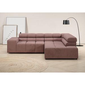 INOSIGN Ecksofa »Ancona, incl. Kopfteilverstellung + 3 Zierkissen, L-Form, bequem«, wahlweise motorische Sitztiefenverstellung, B/T(H: 249/215/70 cm