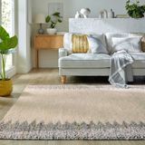 FLAIR RUGS Teppich »Minerals Border«, rechteckig, 3 mm Höhe, Mineralien-Wollteppich mit Bordüre