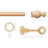 GARESA Gardinenstange »BAROCK«, 1 läufig-läufig, Wunschmaßlänge, rustikale Vorhanggarnitur Holz, verlängerbar, mit Ringe/2 Lauf Gleiter
