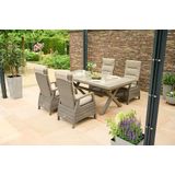 Siena Garden Gartentisch »»Sincro« Ausziehtisch 200-260x100cm mit Keramikleisten«, einfacher Synchronauszug