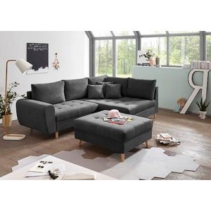 ED EXCITING DESIGN Ecksofa »Alice L-Form«, (Set), mit Hocker, Rückenkissen, Zierkissen, frei im Raum stellbar
