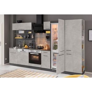 KOCHSTATION Küchenzeile »KS-Tulsa«, ohne E-Geräte, Breite 300 cm, schwarze Metallgriffe, MDF Fronten